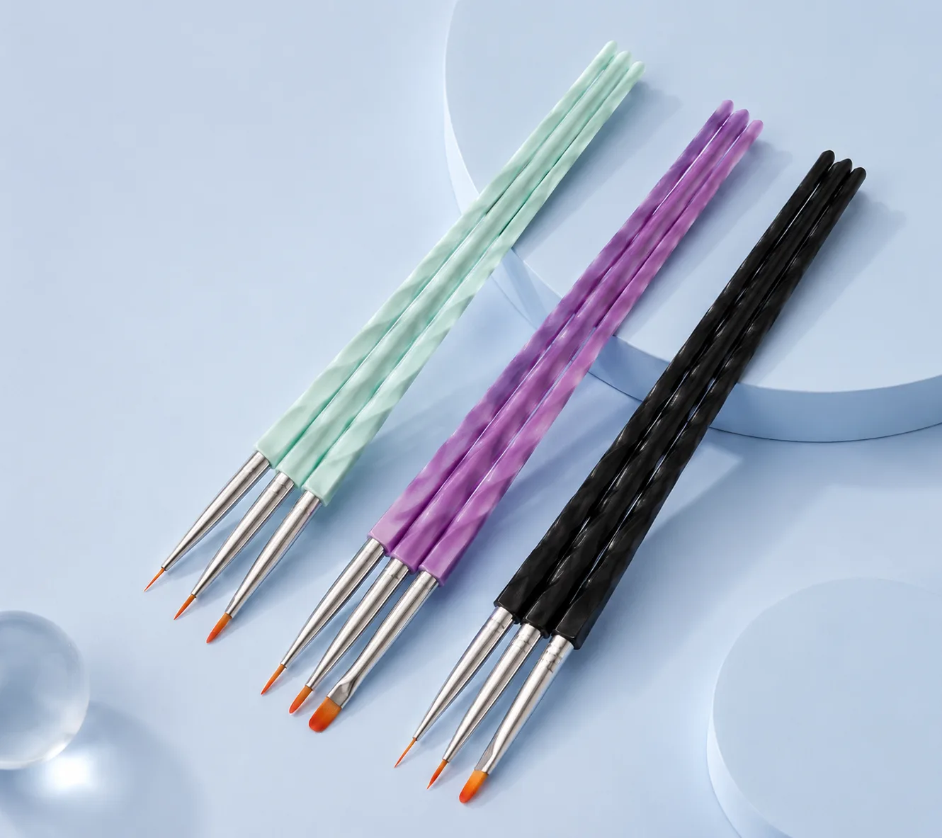 VIRAA Professional 3-Piece Nail Art Brush Set