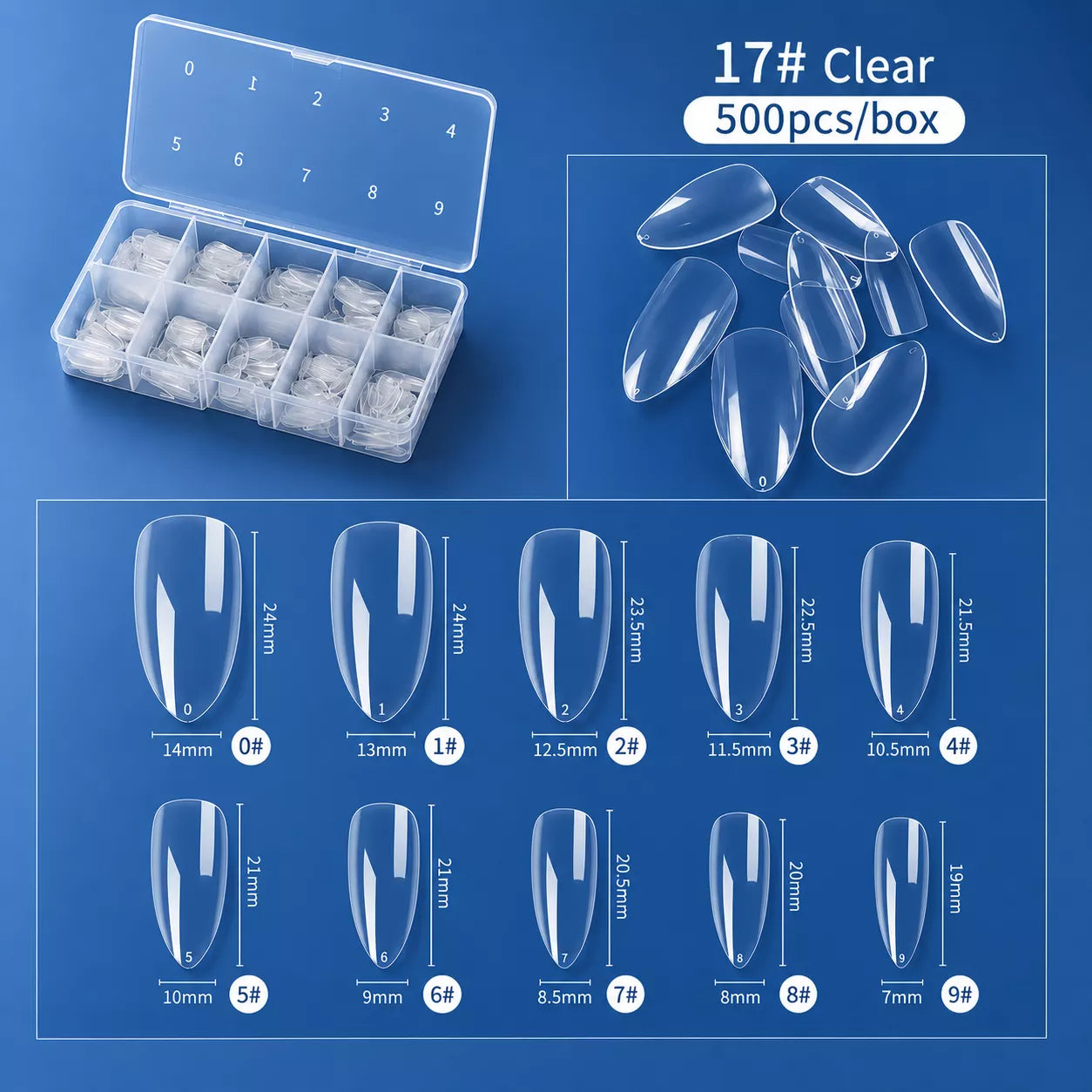 VIRAA Professional Clear Tips – 500 pcs