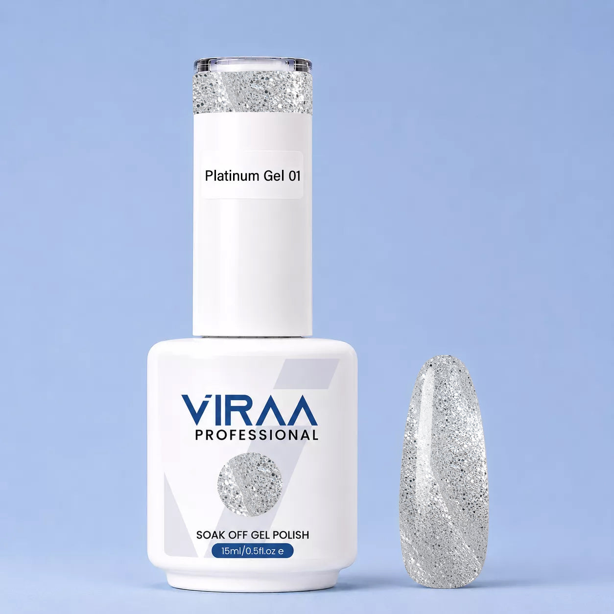 VIRAA Professional Platinum Glitter Gel Polish 15ml in shade 01