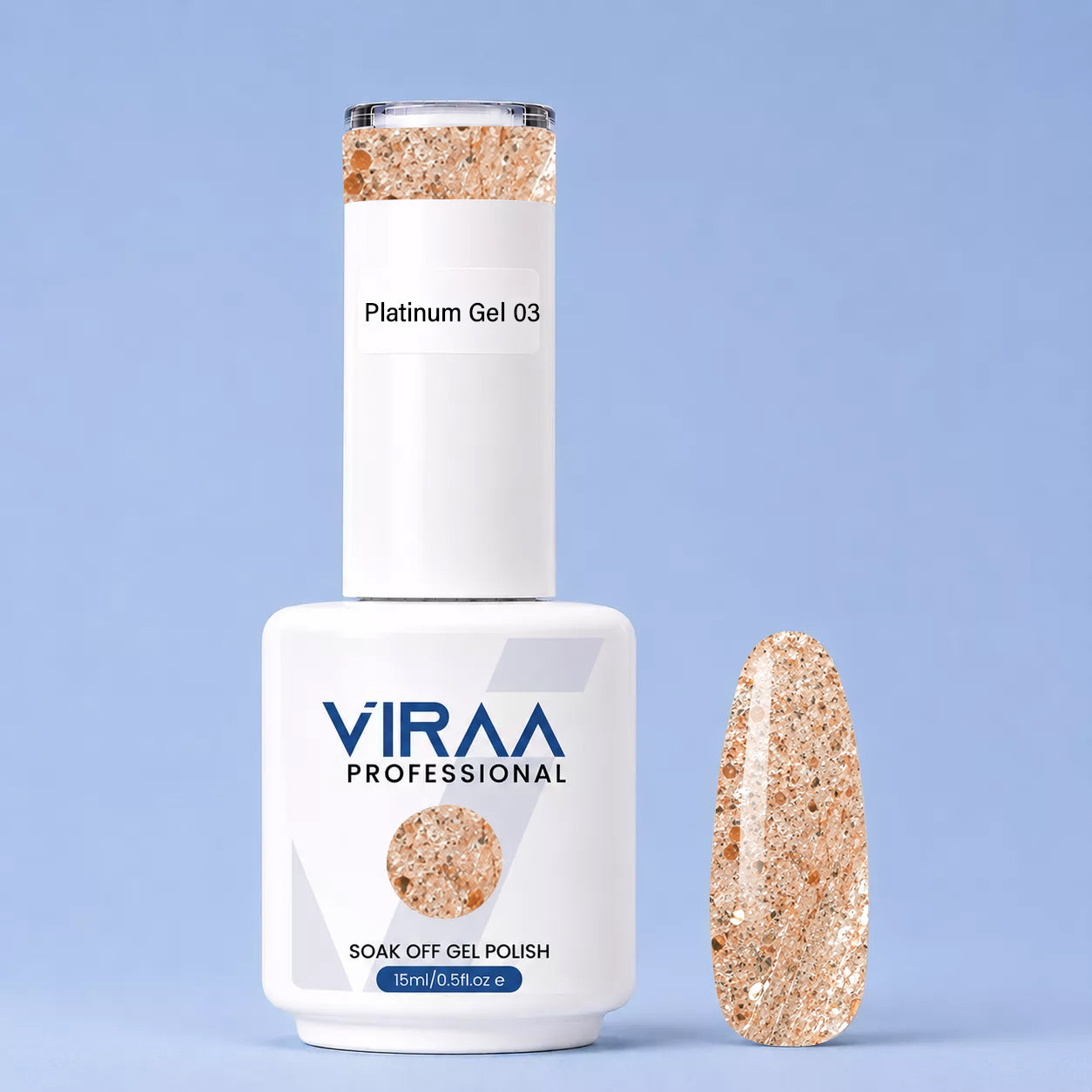 VIRAA Professional Platinum Glitter Gel Polish 15ml in shade 03