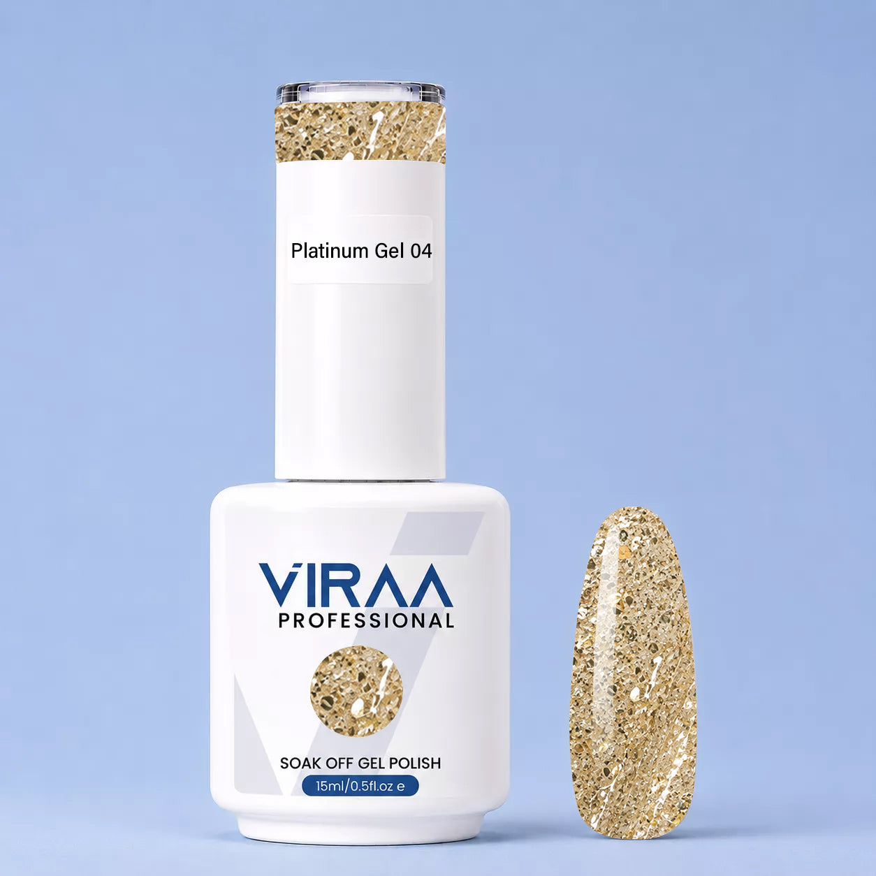 VIRAA Professional Platinum Glitter Gel Polish 15ml in shade 04