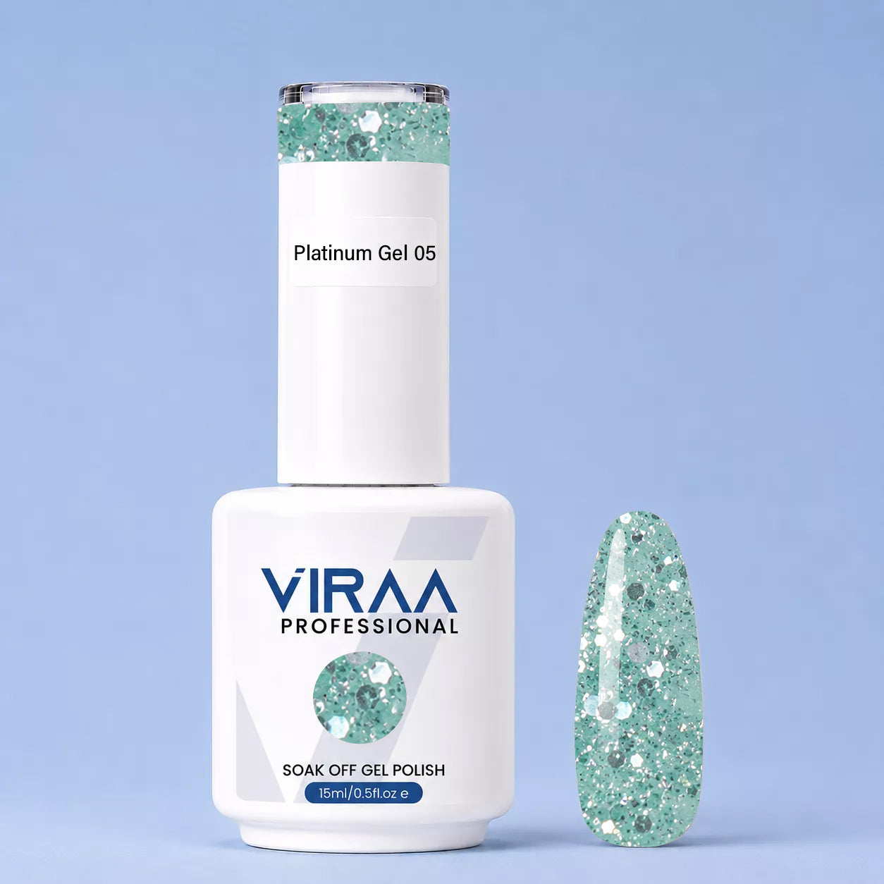 VIRAA Professional Platinum Glitter Gel Polish 15ml in shade 05