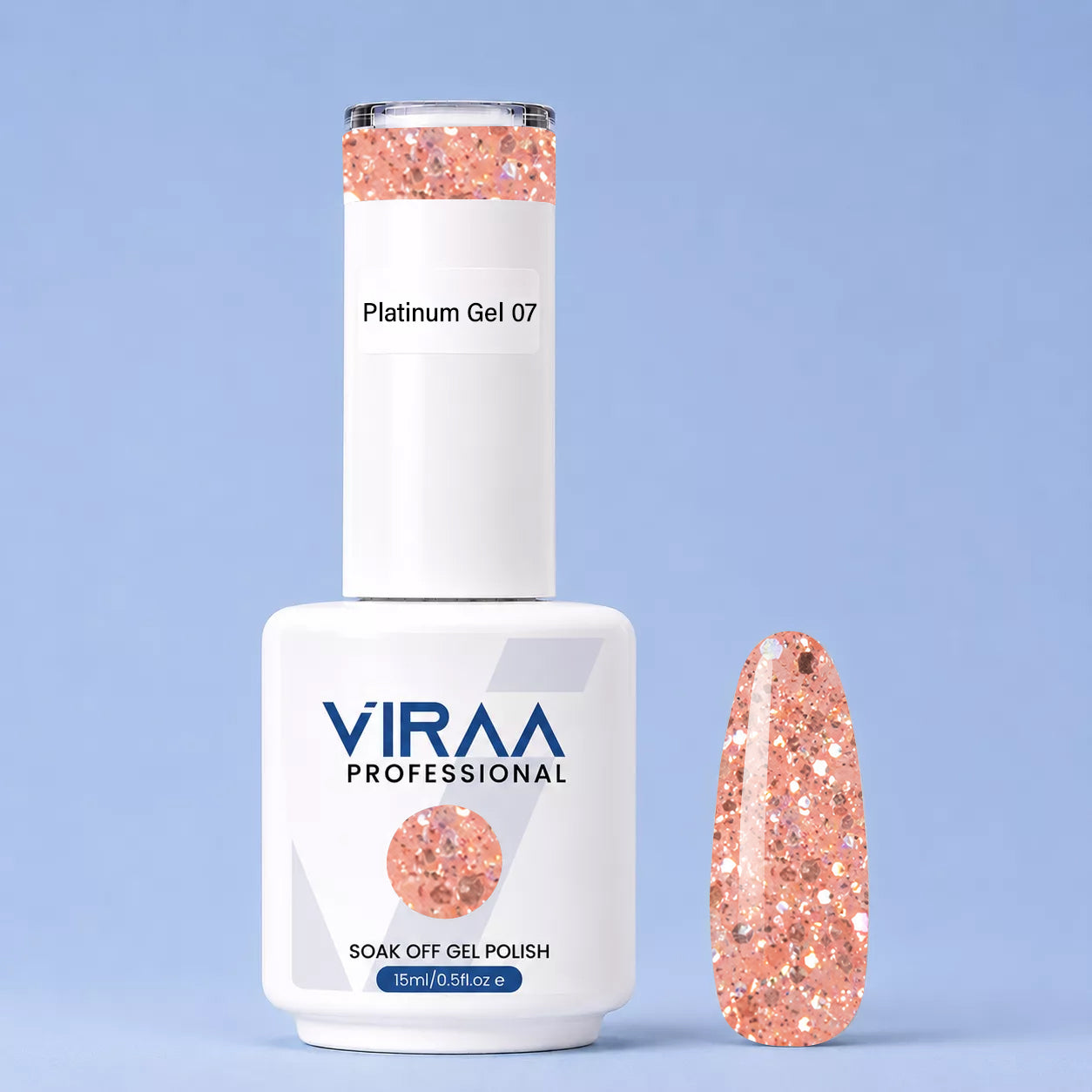 VIRAA Professional Platinum Glitter Gel Polish 15ml in shade 07