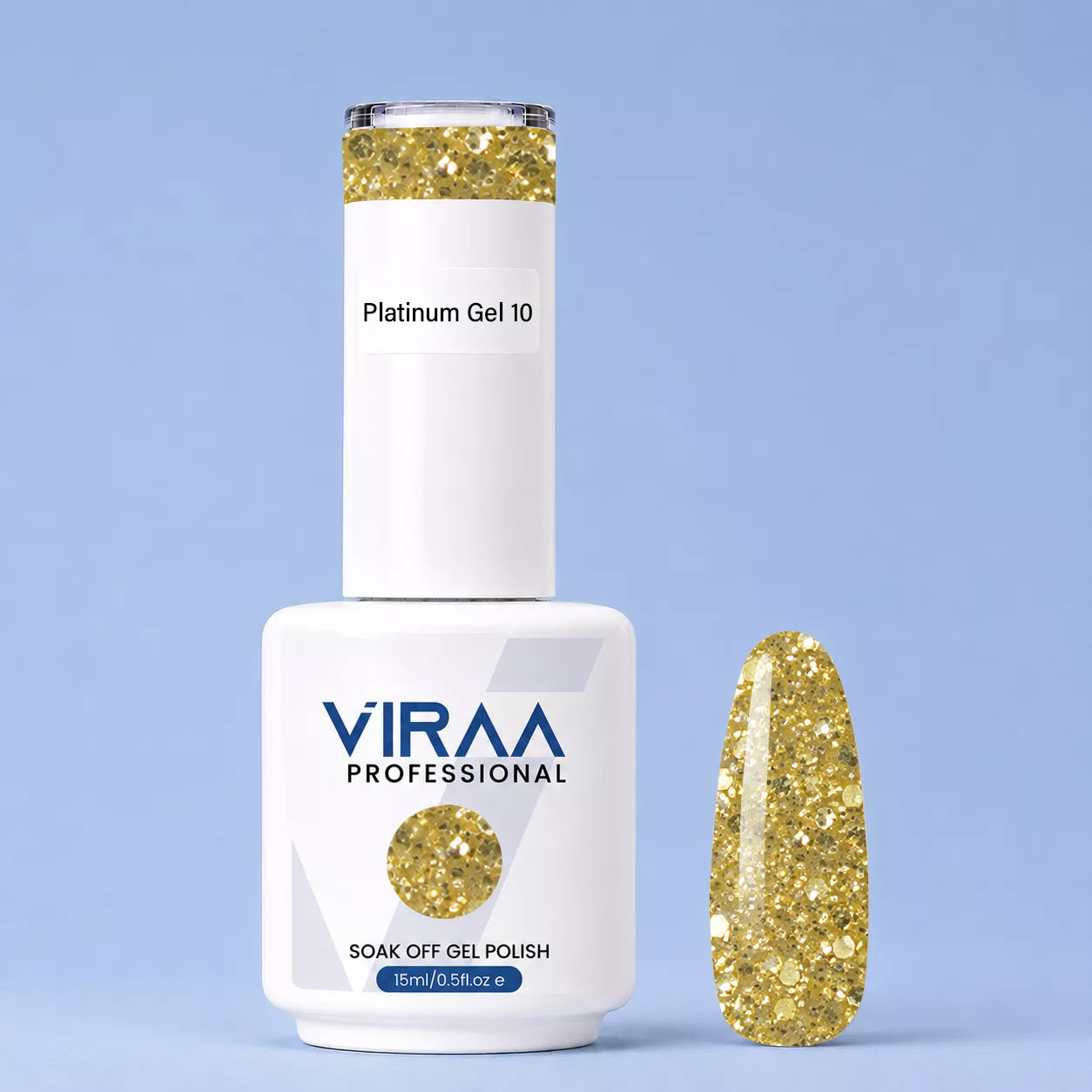 VIRAA Professional Platinum Glitter Gel Polish 15ml in shade 10