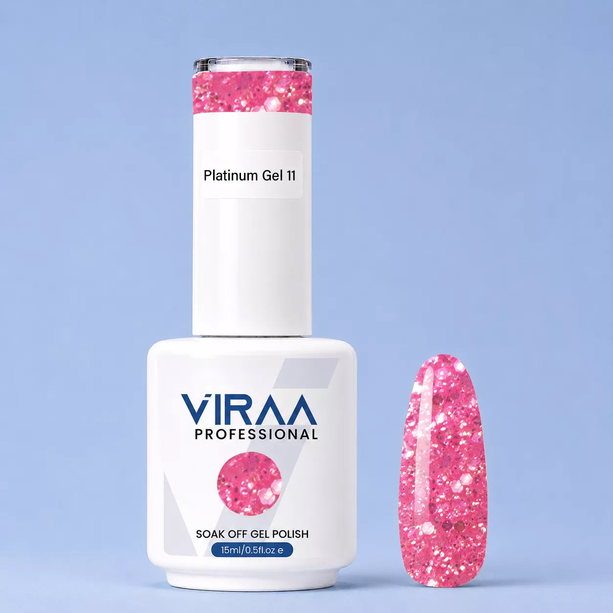 VIRAA Professional Platinum Glitter Gel Polish 15ml in shade 11