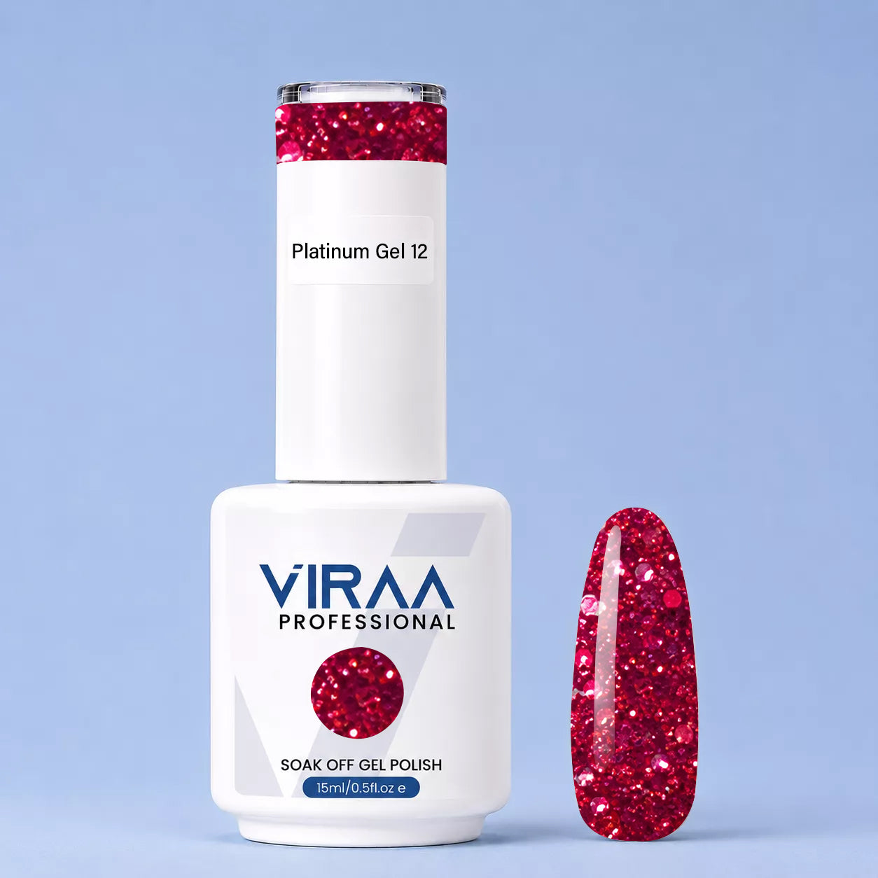 VIRAA Professional Platinum Glitter Gel Polish 15ml in shade 12