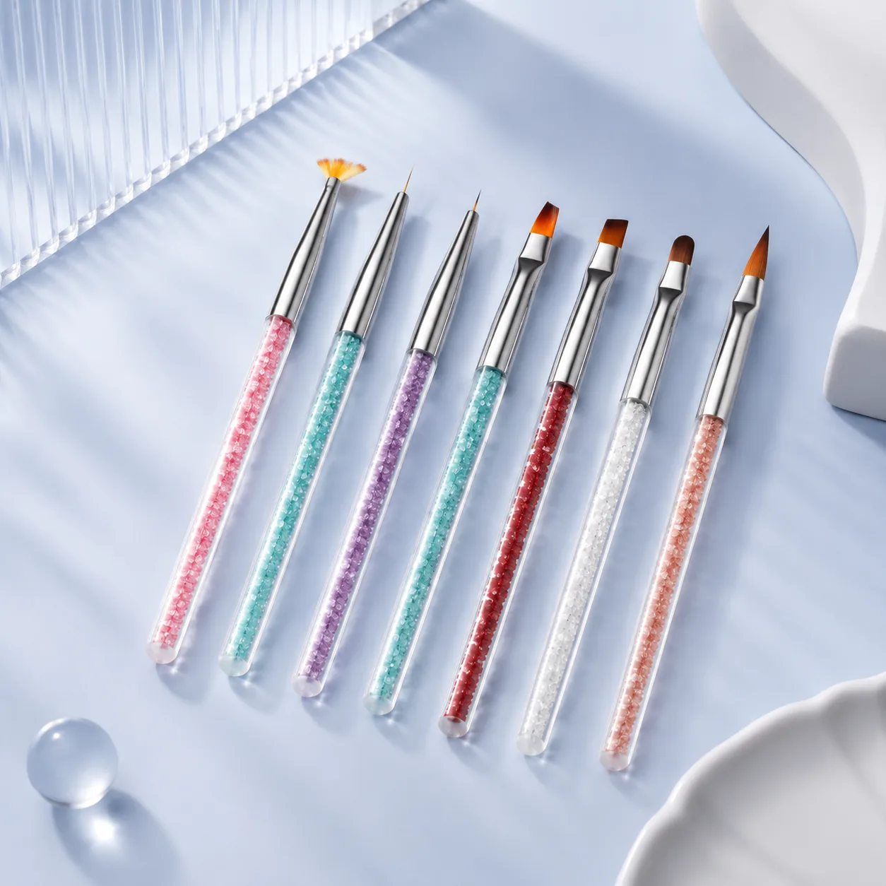 VIRAA Professional Unique Gel, Polygel, Nail Art & Acrylic Brush Set (7 Pieces)